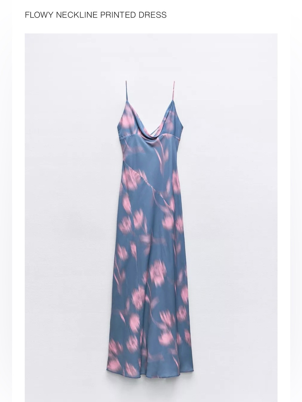 Zara Blue and Pink Flowing Printed Maxi Dress